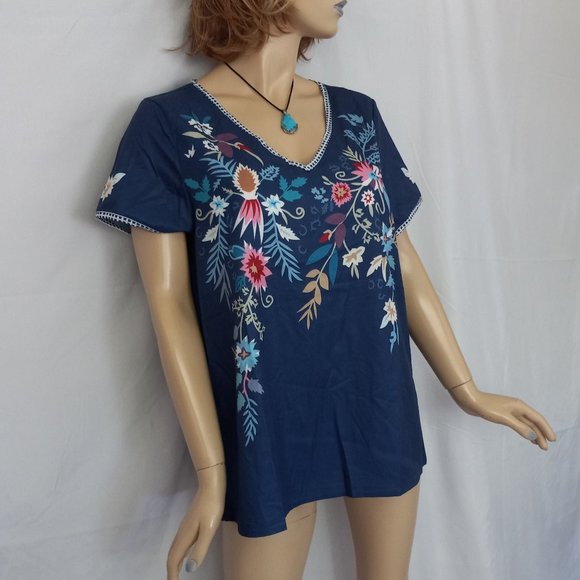 MISSLOOK Flower Print V-Neck Top Blouse Sz XL Very Cute! - Picture 3 of 8